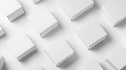 Obraz premium A flat lay of small, white boxes arranged on a clean surface, suggesting packaging or storage.