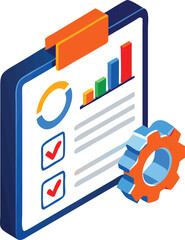 Business Analytics Icon with Clipboard and Magnifier