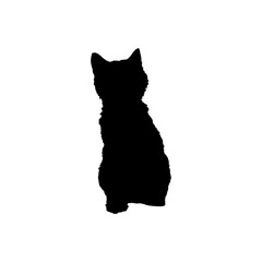 
Small black cat silhouette. Vector illustration.