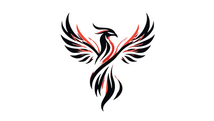 Tribal Phoenix Illustration with Fiery Gradient