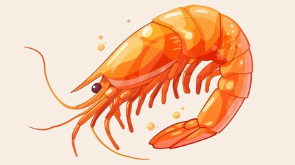 Whimsical Cartoon Shrimp Icon for Seafood Enthusiasts and Marine Lovers