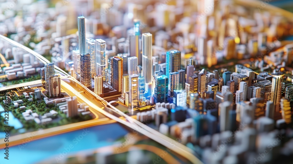 Aufkleber a dynamic 3d visualization of a smart city powered by ai