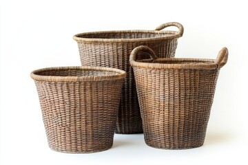 Three Rustic Wicker Baskets: A Charming Collection for Home Organization