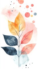 Abstract Watercolor Leaves Design - A Vibrant Floral Art Piece