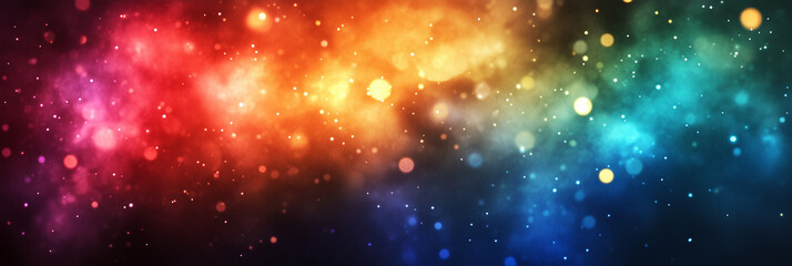 Fototapeta premium Abstract Cosmic Rainbow Nebula With Glowing Stars