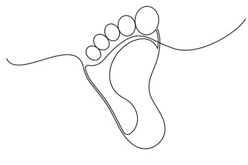 Continuous single line art drawing of the foot and sole of a human organ concept vector