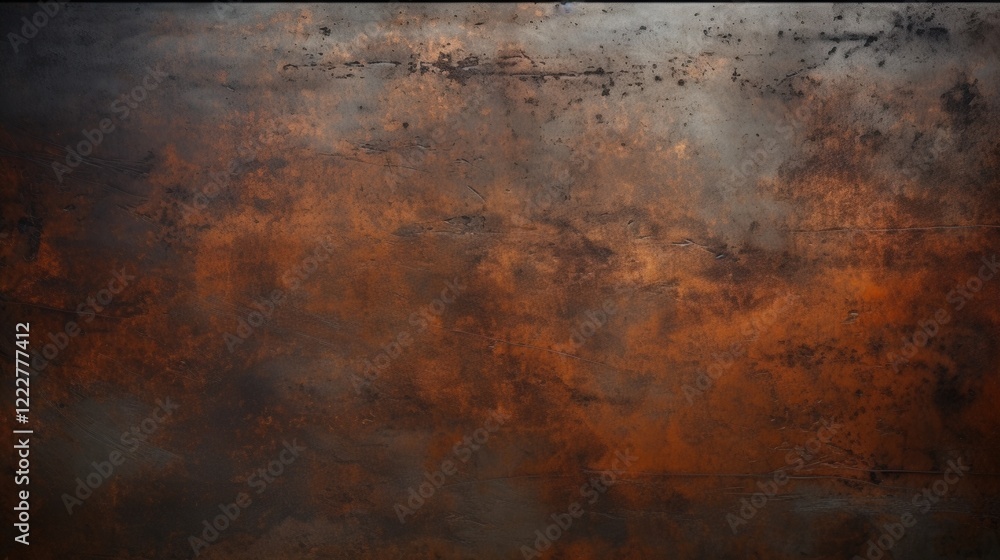 Poster abstract grainy metal texture with scratched surface showcasing rusty orange and dark tones perfect 