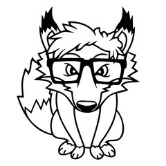 Red Fox Nerd Horn-Rimmed Glasses Geek Cool Smart Design Lover Art Vector Illustration Card T-Shirt Poster Sticker Graphic Print Decorative Drawing Isolated Logo Decoration Symbol Creative Cool Style

