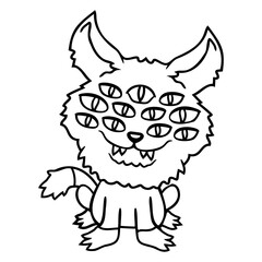 Cat Demon Many Eyes Devil Hell Cool Evil Monster Design Lover Art Vector Illustration Card T-Shirt Poster Sticker Graphic Print Decorative Drawing Isolated Logo Decoration Symbol Creative Cool Style

