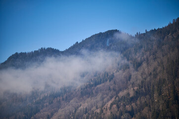 Day Light. Beautiful winter landscape on the mountains in Ruhpolding in Bavaria, Germany