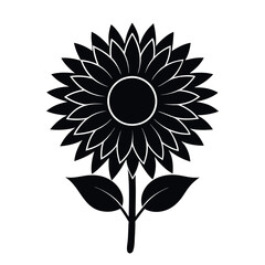 Fototapeta premium Silhouette of a sunflower. A simple, elegant silhouette of sunflower. Sunflower vector illustration isolated on white background