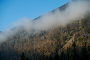 Day Light. Beautiful winter landscape on the mountains in Ruhpolding in Bavaria, Germany