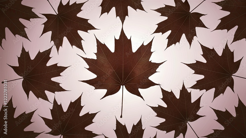 Poster low angle view of dark brown maple leaves scattered on a soft light background creating a natural au