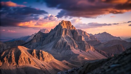 Naklejka premium Miniature Carbon Landscape: Tilt-Shift Photography of a Graphite Mountain Range