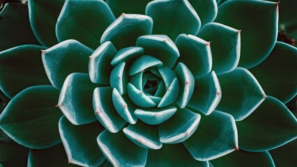 Obraz premium Vibrant green succulent close-up with distinct layers and soft edges against a dark background creating a calming and soothing atmosphere.