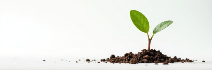 Delicate palm seedling with tiny roots on white background, branch, plant life, stem