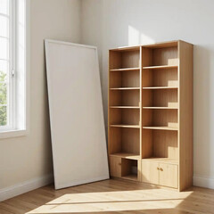 Frame mockup, ISO A paper size. Living room wall frame mockup. Interior mockup with elegant decor. Clean interior design. 3D render