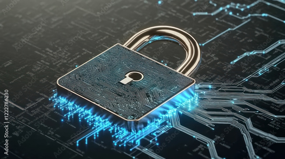 Poster digital padlock securely protecting data networks
