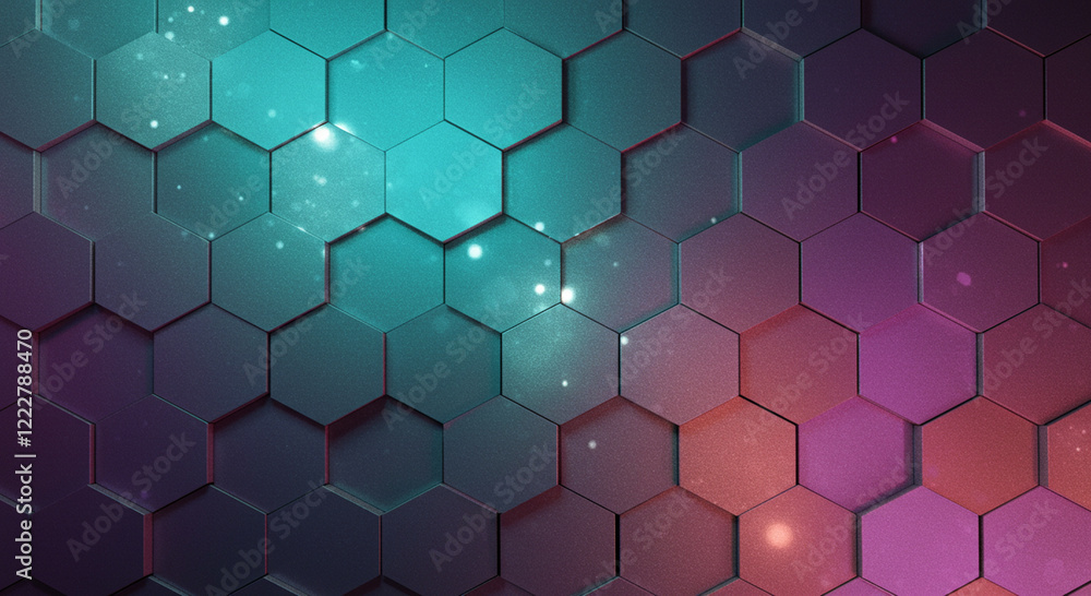 Poster abstract background hexagon pattern with glowing lights