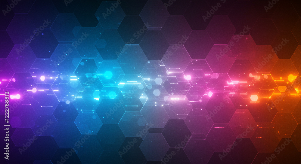 Poster abstract background hexagon pattern with glowing lights