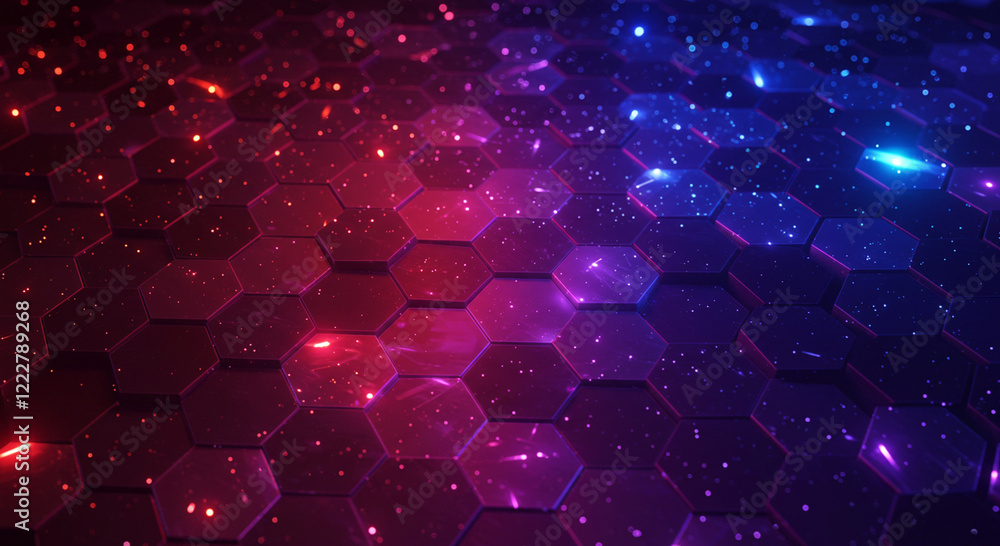 Poster abstract background hexagon pattern with glowing lights