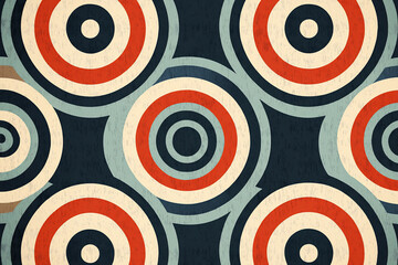 Fototapeta premium Colorful retro bullseye pattern design featuring concentric circles on a textured background
