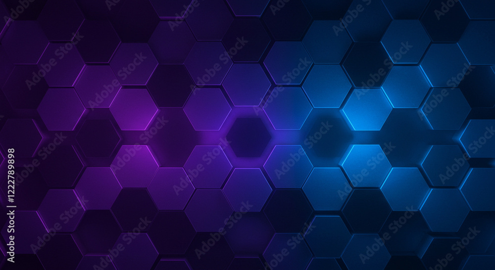 Poster abstract background hexagon pattern with glowing lights