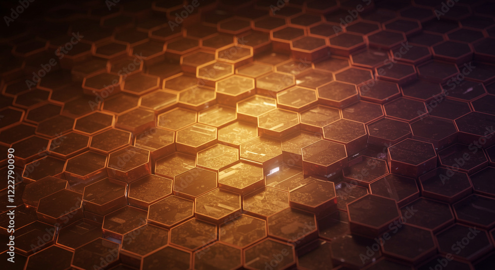 Poster abstract background hexagon pattern with glowing lights
