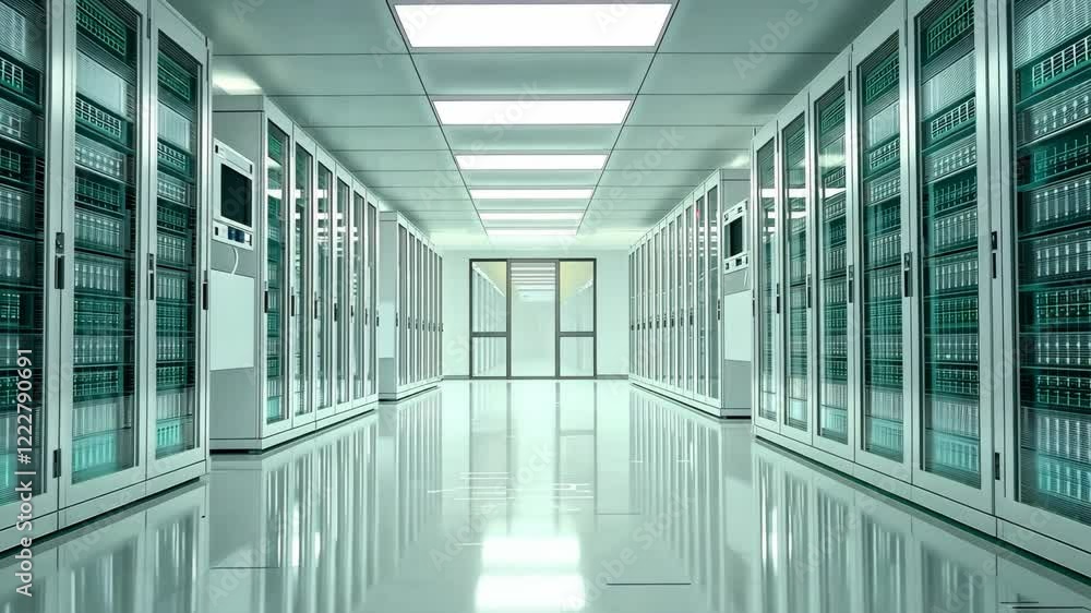 Poster modern data center technology efficient storage solutions with servers