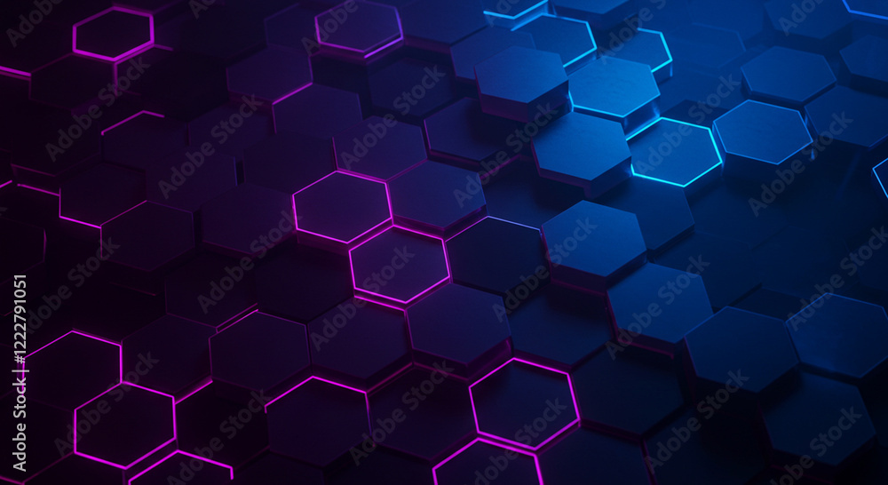 Poster abstract background hexagon pattern with glowing lights