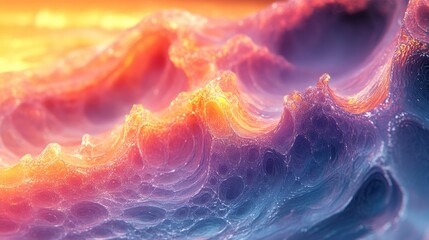 Abstract 3D landscape visualization featuring layered,