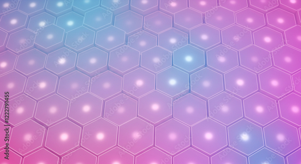 Poster abstract background hexagon pattern with glowing lights