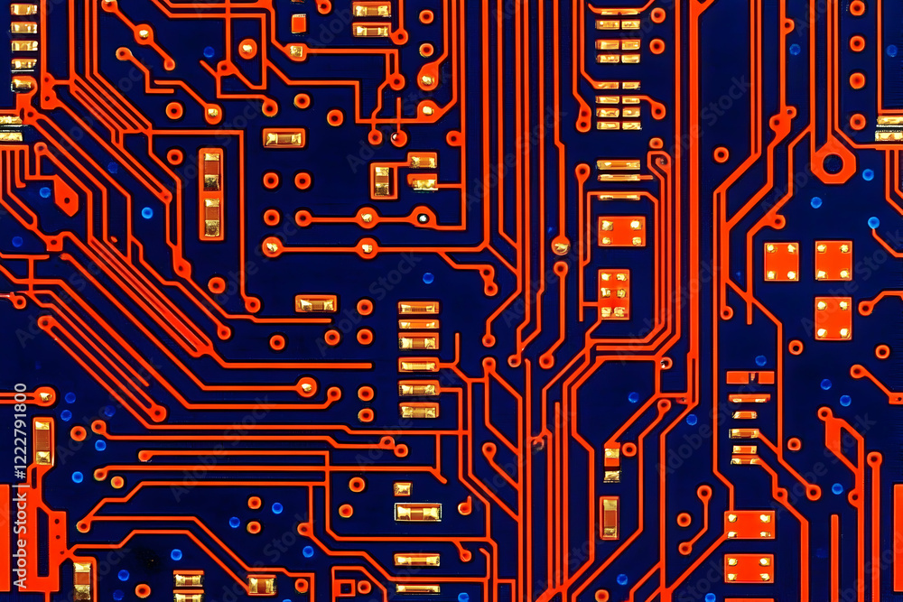 Aufkleber abstract close-up of a circuit board's intricate network of pathways and components, showcasing vibr