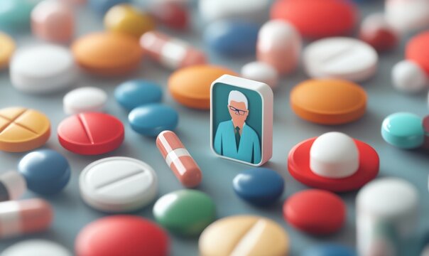 Medicare coverage concept. Digital illustration of diverse people icons in various colors