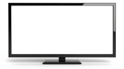 Glossy Black Monitor on Bright White Background for Design Display