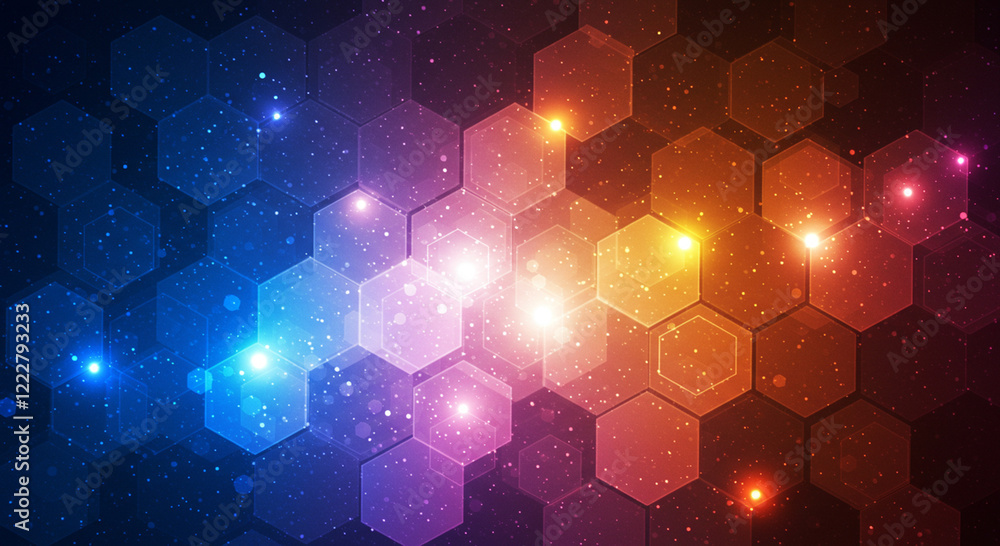 Poster abstract background hexagon pattern with glowing lights