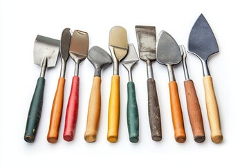 458. Multi-tiered view on a collection of garden trowels, studio lighting, isolated on a white background --ar 3:2 --v 6.1 Job ID: 826b0faa-def0-4e19-88a6-516b9ae17b23