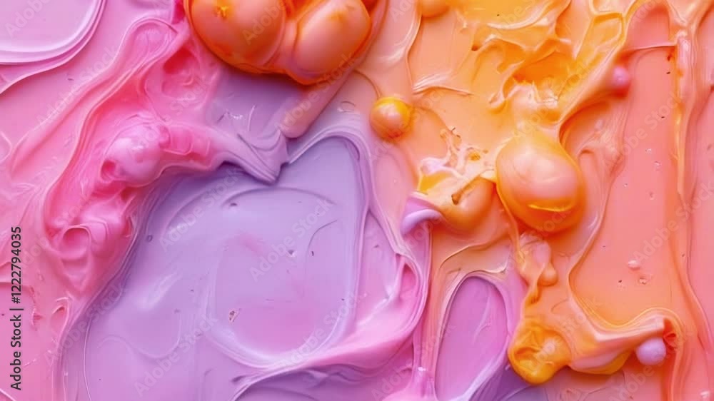 Poster Animation in pink and orange with layered curves that flow and intertwine
