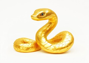 Fototapeta premium 3D gold snake golden art illustration.