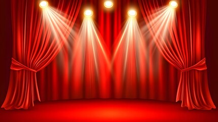 Fototapeta premium red stage curtains with spotlight