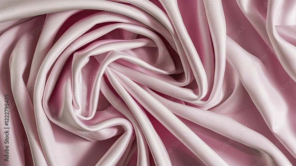 Poster luxurious pink satin fabric texture in flowing folds creating an elegant abstract design with soft h