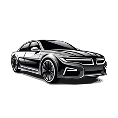 Sleek black luxury car illustration, modern automotive design