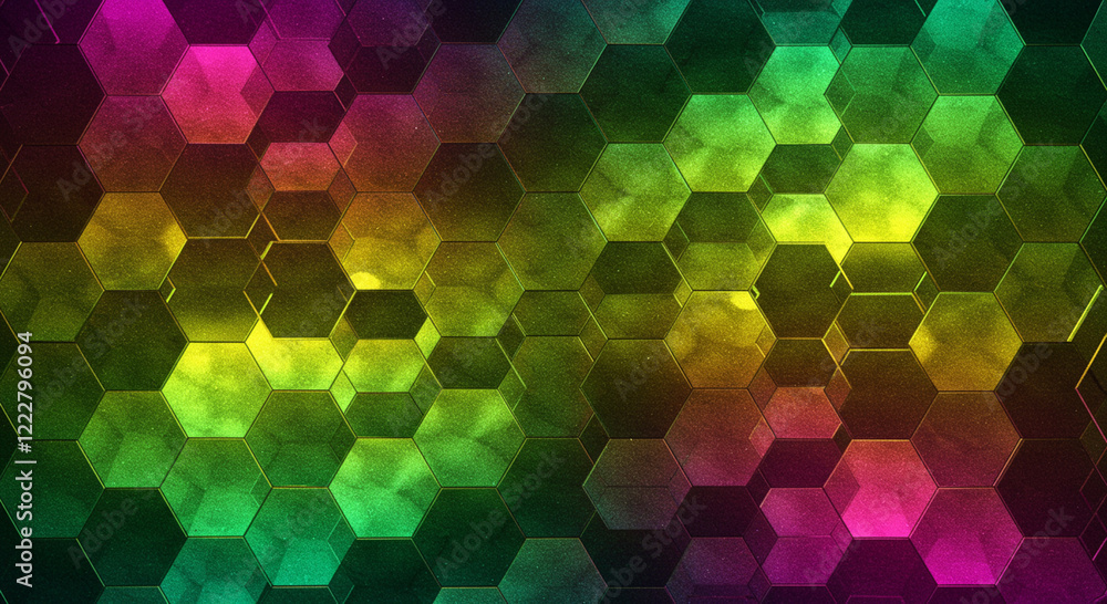 Poster abstract background hexagon pattern with glowing lights