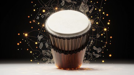 African Djembe Drum with Golden Glitter