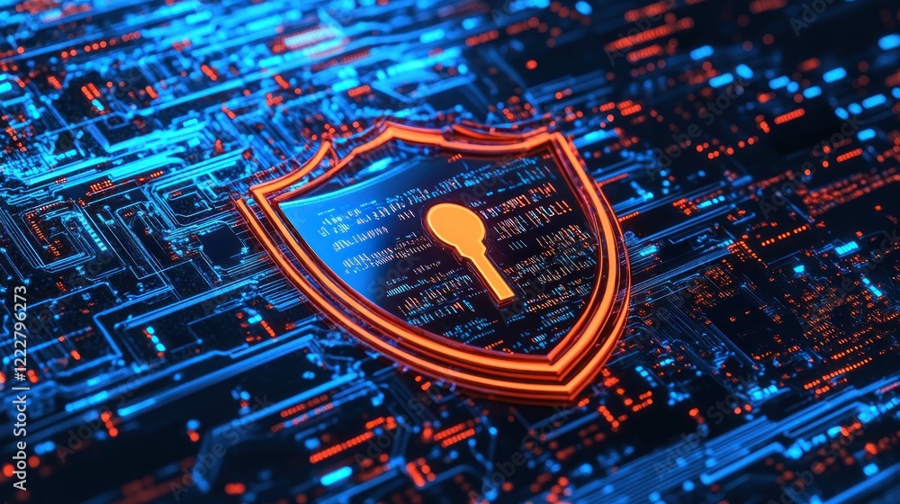 Aufkleber digital shield protecting data with keyhole