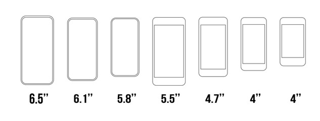 代表的なスマホのスクリーンサイズのセットイラスト