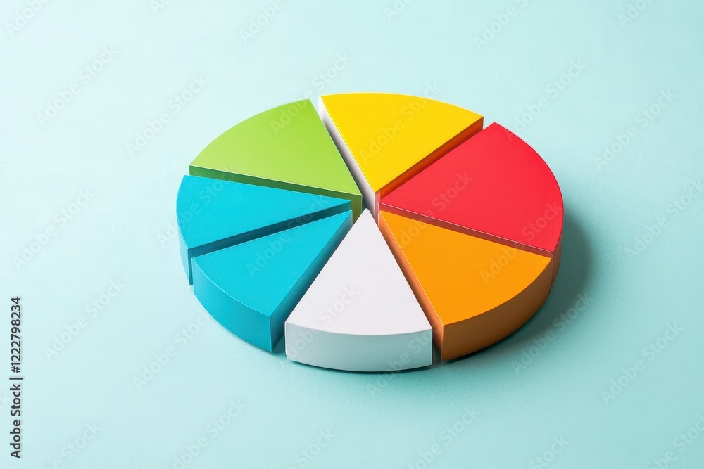 Poster colorful 3d pie chart sections data visualization business graph marketing presentation financial