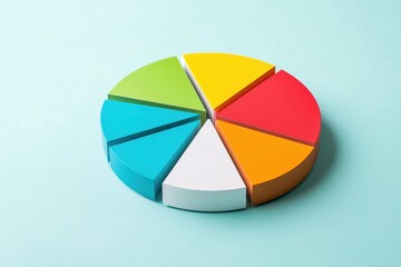Obraz premium Colorful 3D Pie Chart Sections Data Visualization Business Graph Marketing Presentation Financial