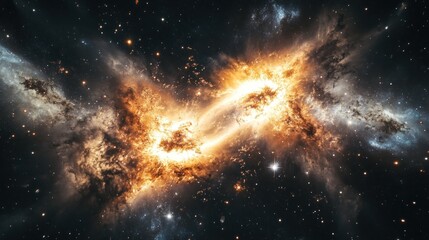 Cosmic Collision A Fiery Galactic Dance Of Stars And Nebulae