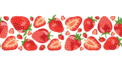 3d Realistic Vector Strawberry Border on White Background 